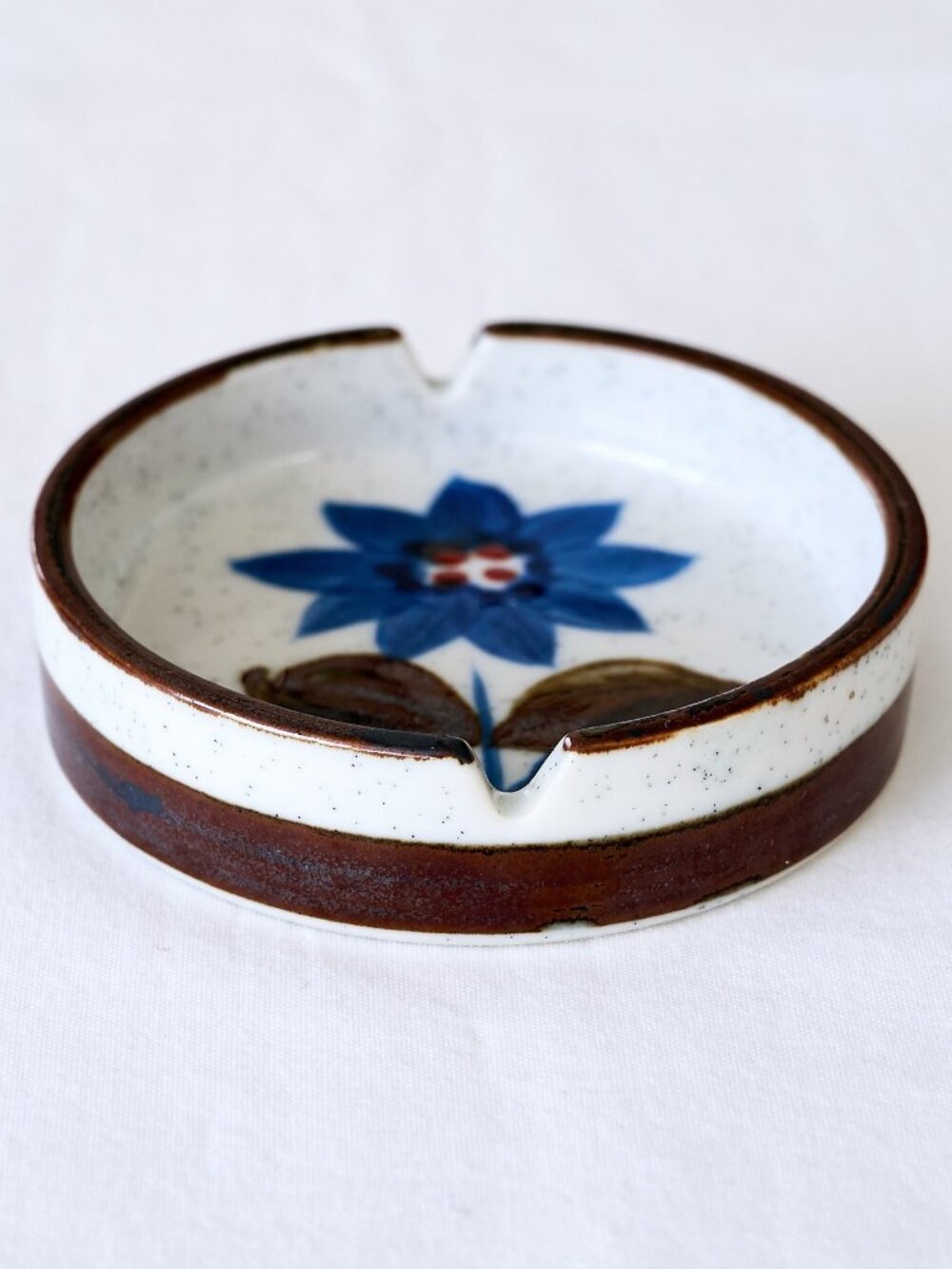 Vintage OTAGIRI Ashtray Small Trinket Dish 3.5” Round Speckled Floral MCM
